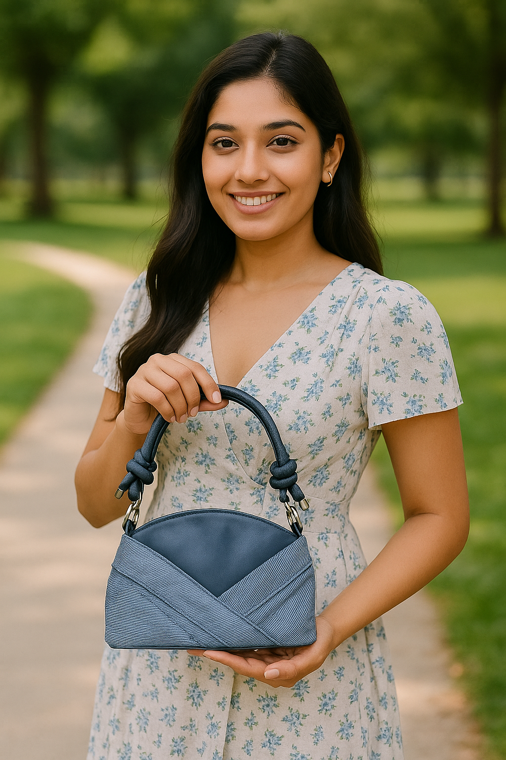 Denim Charm Sling Bag