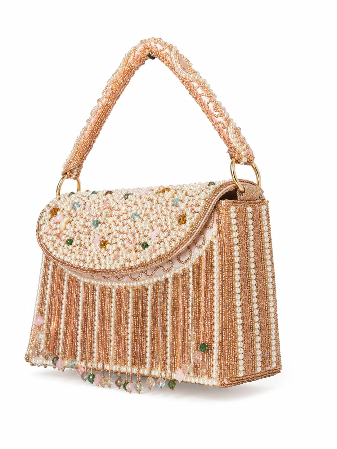 Ashtia Pearl & Crystal Beaded Fringe Handbag