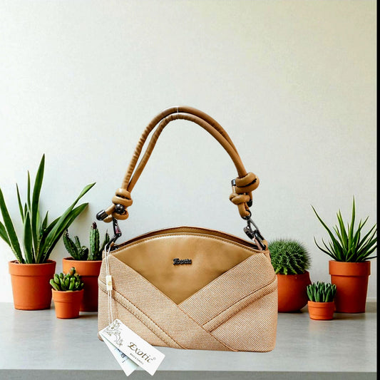 Elegant Beige Textured Sling Bag by Exotic