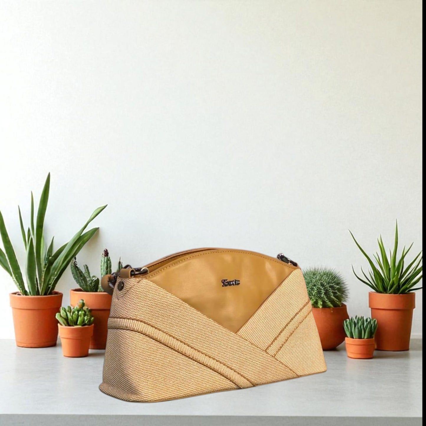 Elegant Beige Textured Sling Bag by Exotic