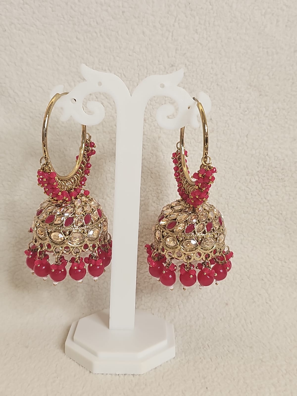 pink heavy jhumka