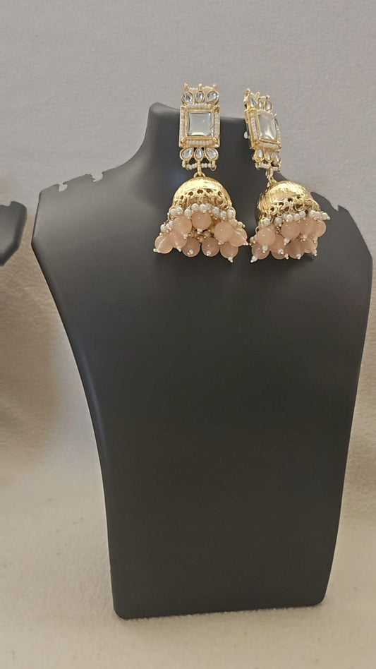 jhumka earring square pale pink