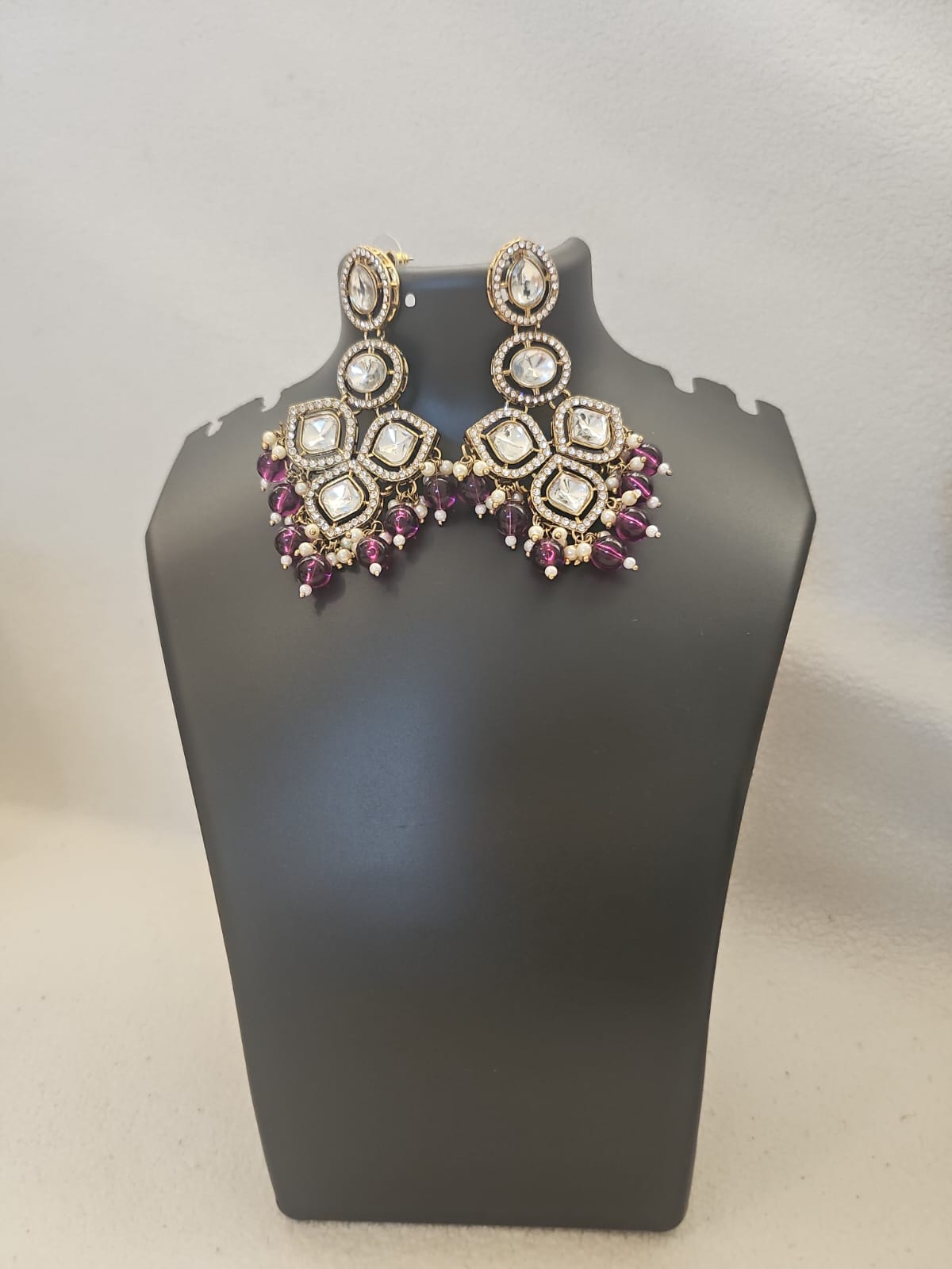 purple oval latkan earring