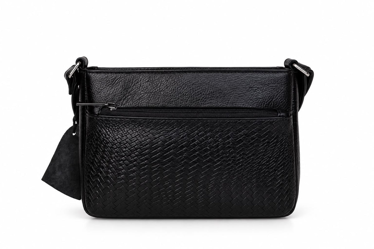 Luxe Brown Woven Crossbody Bag
