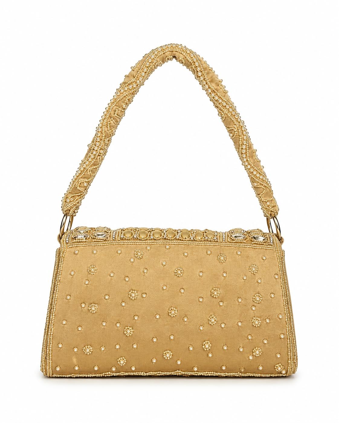 Royal Gold Pearl Embellished Handbag
