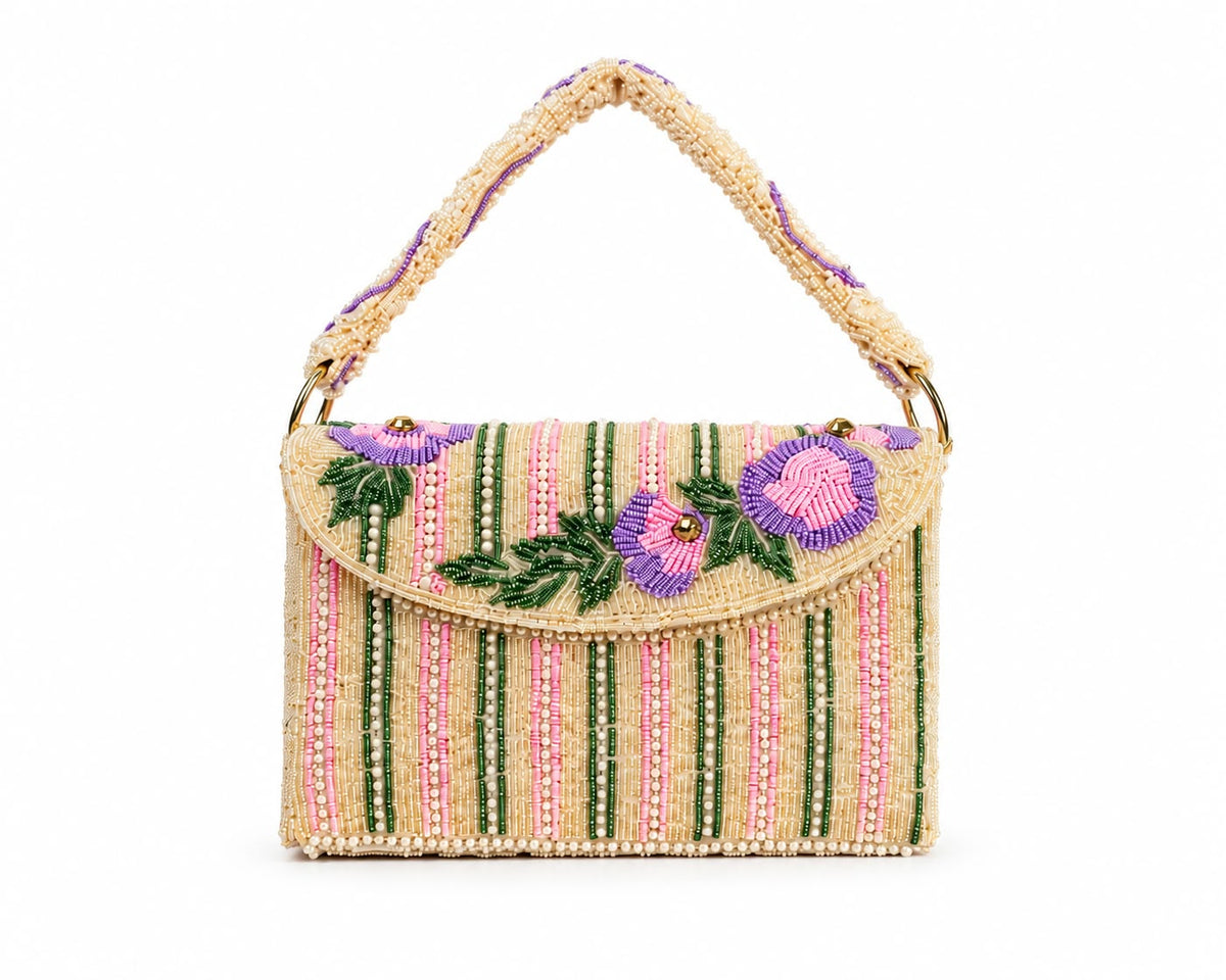 Pastel Floral Beaded Handbag
