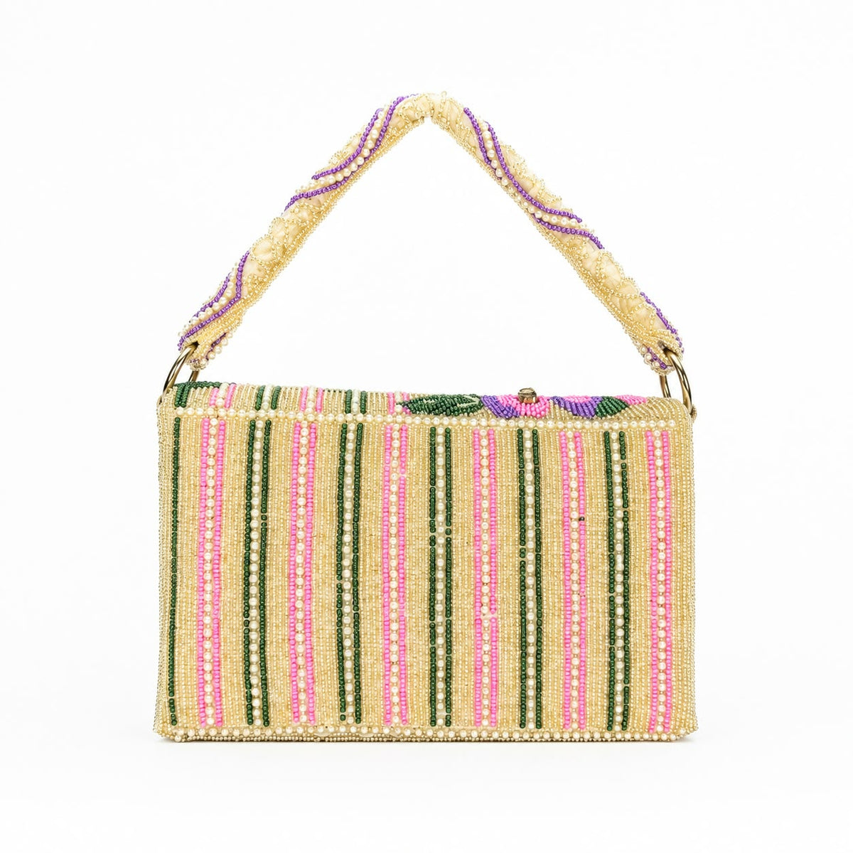 Pastel Floral Beaded Handbag
