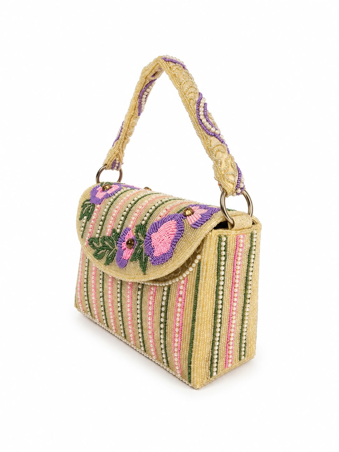 Pastel Floral Beaded Handbag