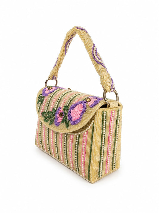 Pastel Floral Beaded Handbag