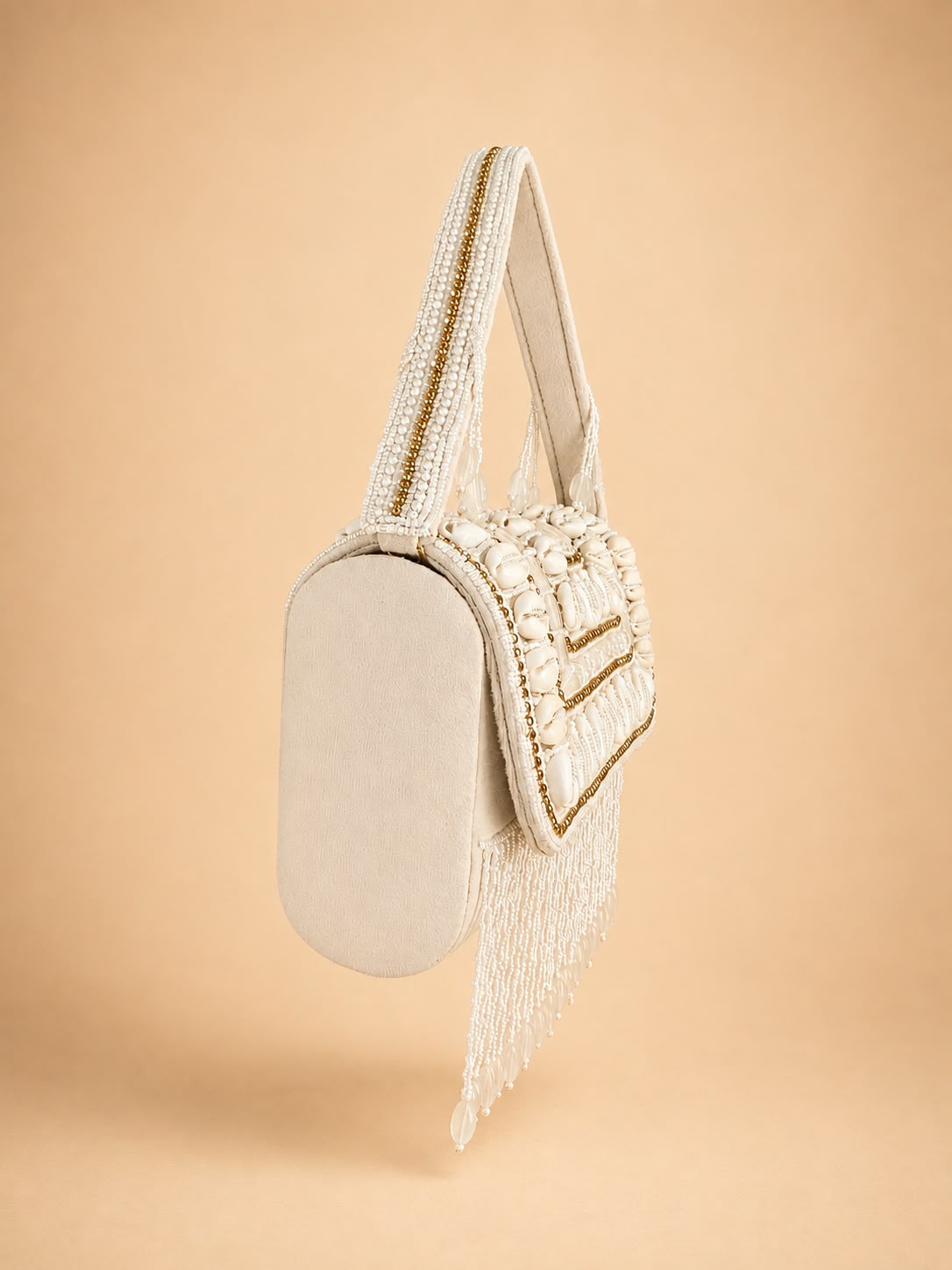 Ashtia Pearl & Shell Fringe Embellished Handbag