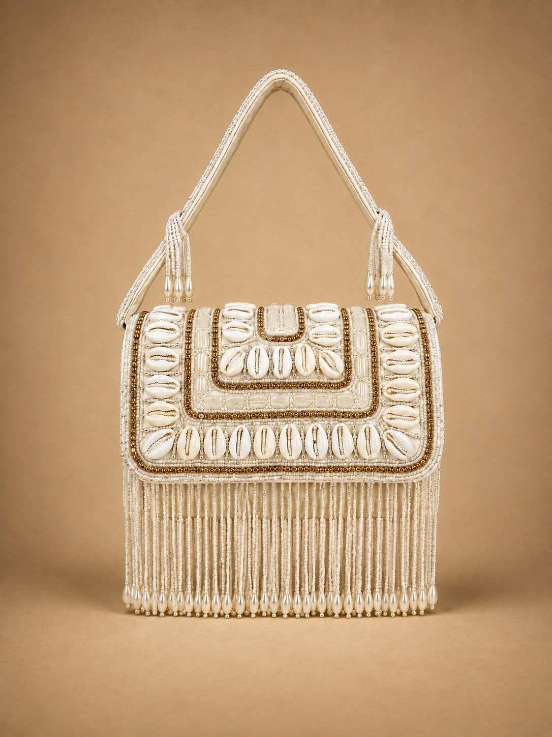 Ashtia Pearl & Shell Fringe Embellished Handbag