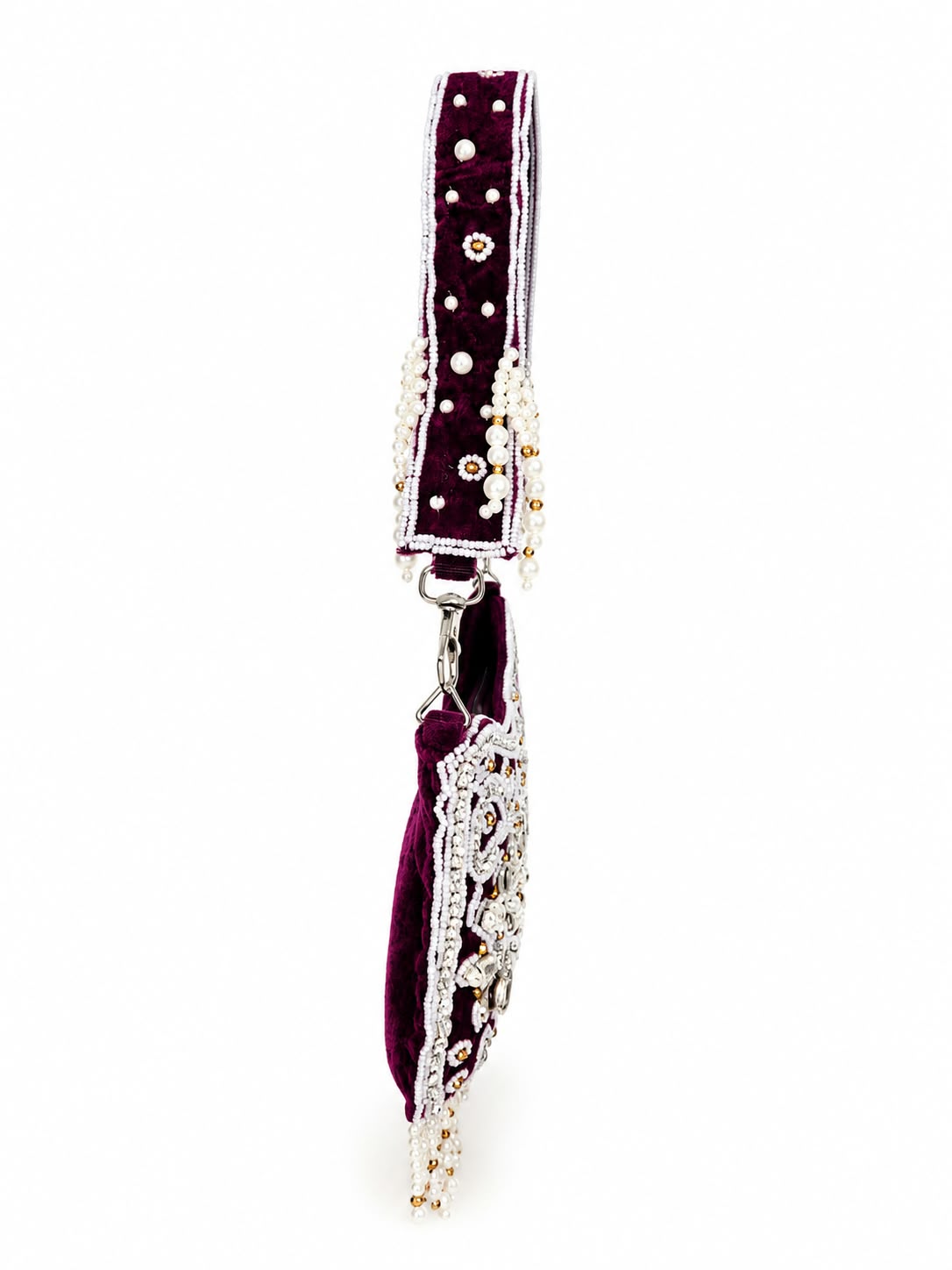Ashtia Pearl Garden Embellished Velvet Shoulder Bag