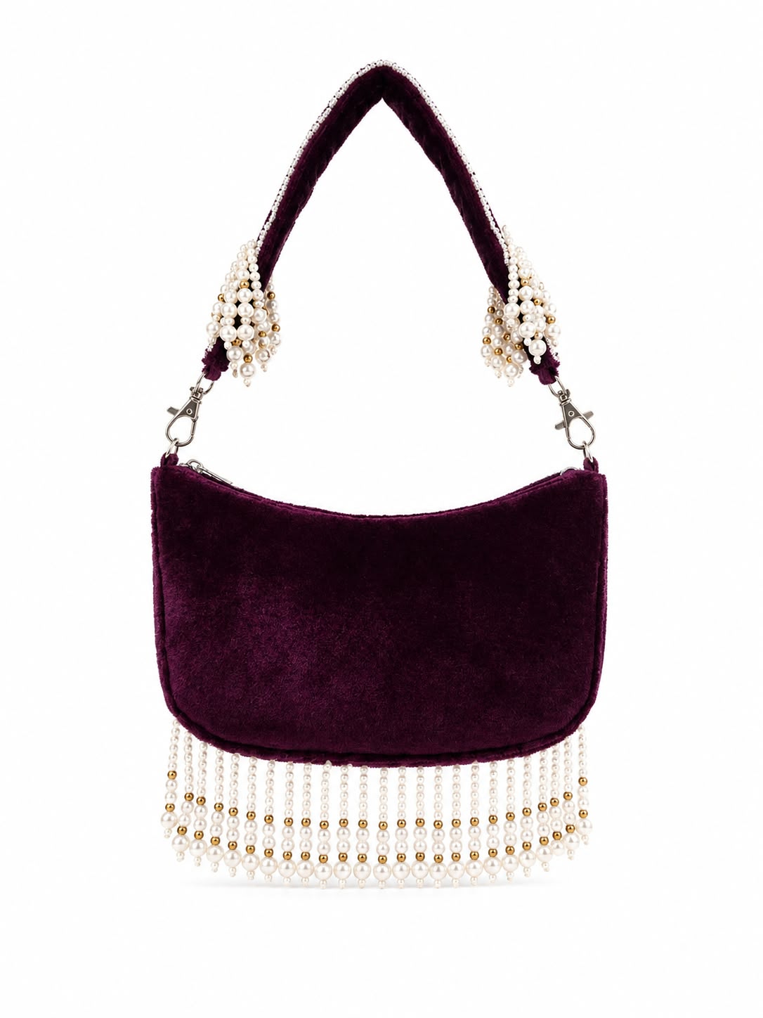 Ashtia Pearl Garden Embellished Velvet Shoulder Bag