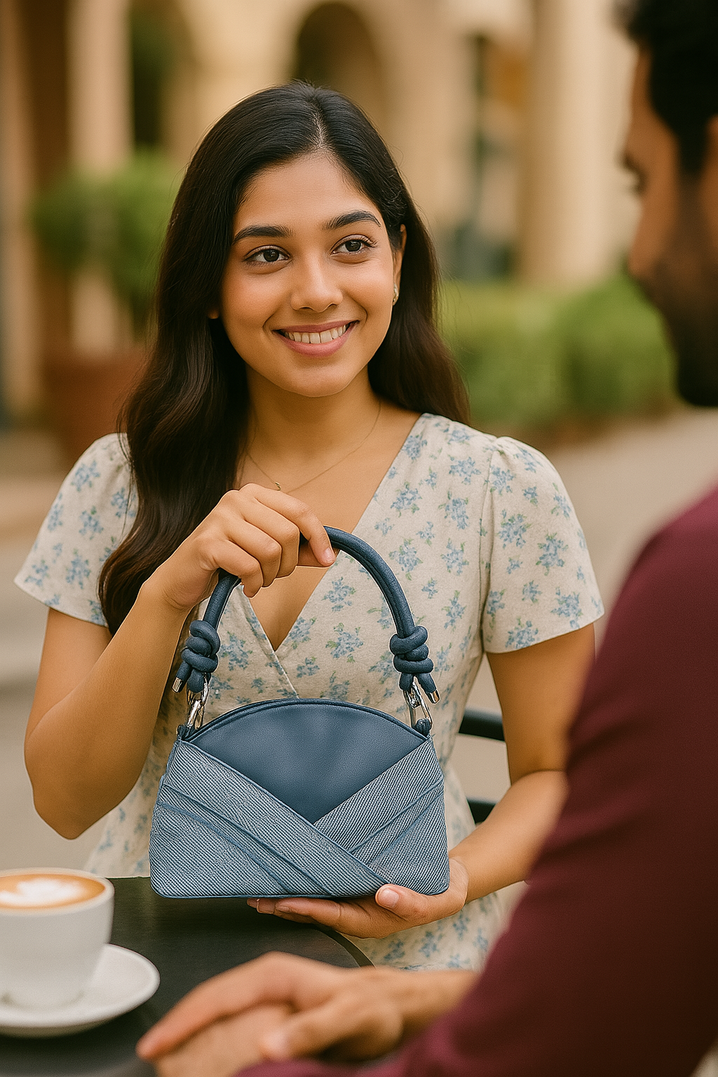 Denim Charm Sling Bag